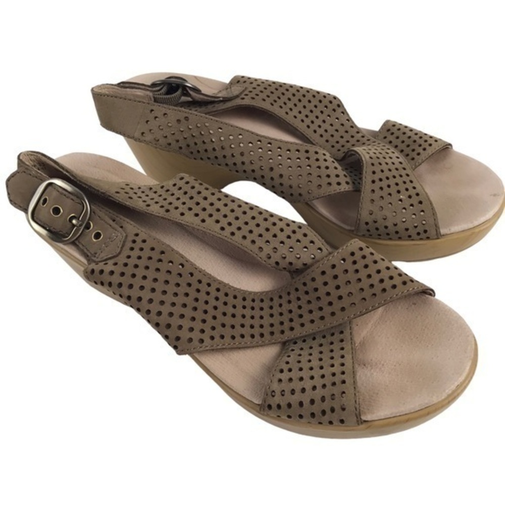 Dansko Womens Jacinda Nubuck Crossover Slingback Wedge Shoes Size 39